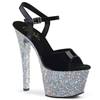 Pleaser - SKY309LG Sandale à bride à la cheville, Pole dance chaussures - Chaussures de pole dance - Noir/Couleur argent Product image